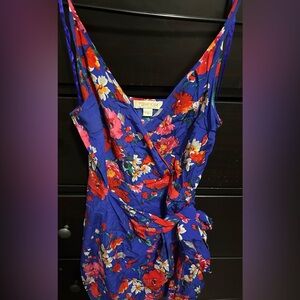 Yumi Kim Blue Floral Silk Mini Wrap Dress